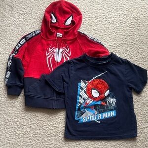 Spiderman Red & Navy Hoodie and Graphic Tee Set